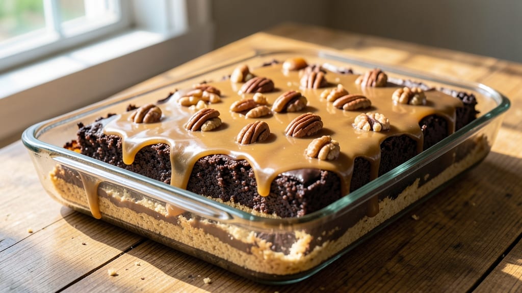 German Chocolate Cake Bars Recipe: Toasted Pecan-Cocoa Crunch With Fudgy Layers