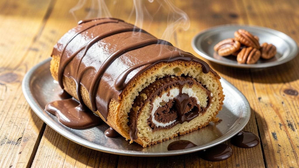 German Chocolate Cake Roll Recipe: Swirled Pecan-Cocoa Magic With Buttery Crust
